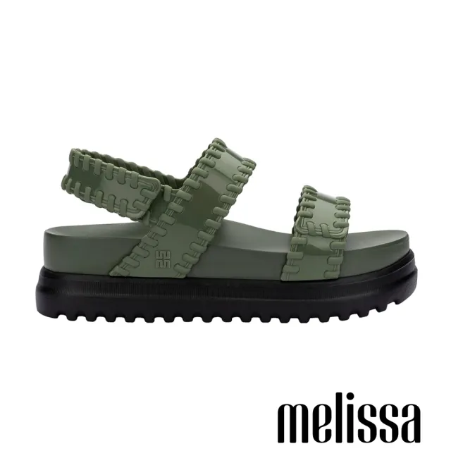 【Melissa】荷葉邊造型厚底涼鞋(墨綠色) 防潑水