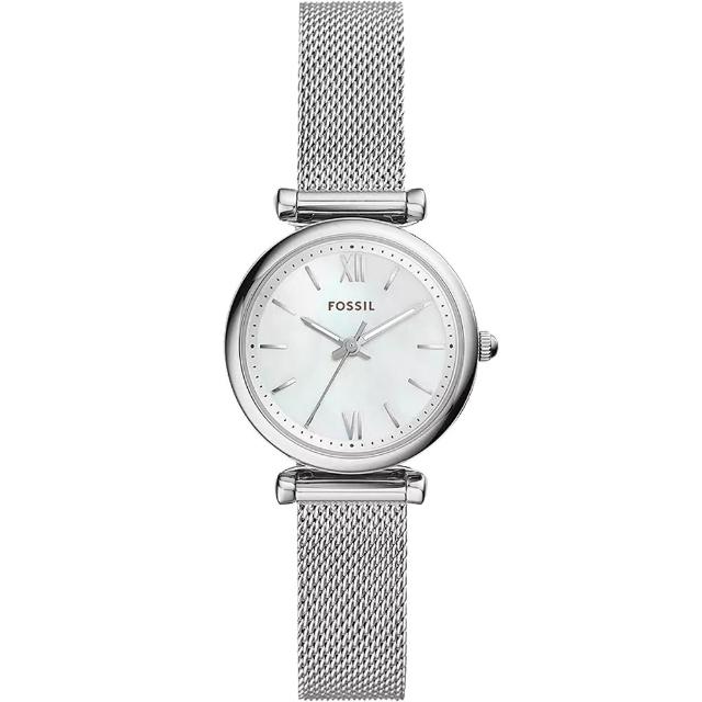 【FOSSIL】Carlie Mini 簡約大三針珍珠貝米蘭帶女錶-28mm 送禮 禮物 推薦(ES4432)
