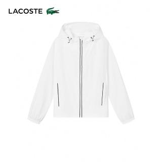 【LACOSTE】女裝-簡約線條輕盈質感連帽外套(白色)