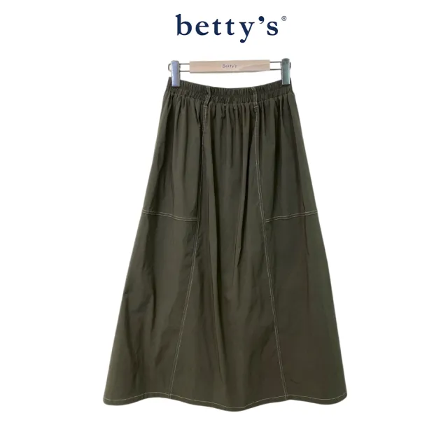 【betty’s 貝蒂思】素面壓線設計A字長裙(共二色)