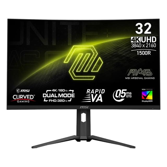【MSI 微星】MAG 321CUPDF 32型 曲面電競顯示器(4K/VA/160Hz/DP+HDMI+Type C/雙模式設計/ FreeSync™)