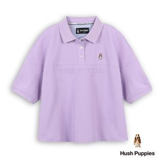 【Hush Puppies】女裝 POLO衫 立體品牌英文刺繡小狗短版POLO衫 (淺紫 / 63201104)