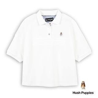 【Hush Puppies】女裝 POLO衫 立體品牌英文刺繡小狗短版POLO衫 (白色 / 63201104)