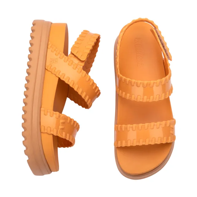 【Melissa】荷葉邊造型厚底涼鞋(黃色) 防潑水
