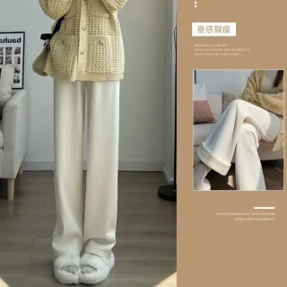 【Uicy】韓版內刷毛寬鬆垂感直筒寬褲 寬褲 褲子 女裝P302