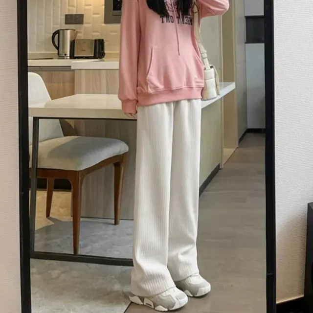 【Uicy】韓版內刷毛寬鬆垂感直筒寬褲 寬褲 褲子 女裝P302