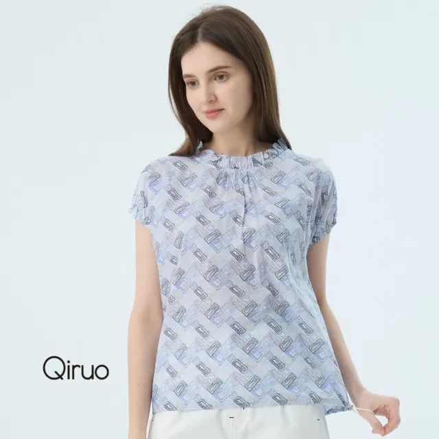 【Qiruo 奇若名品】春夏專櫃精品多色短袖上衣2517A  方塊女裝
