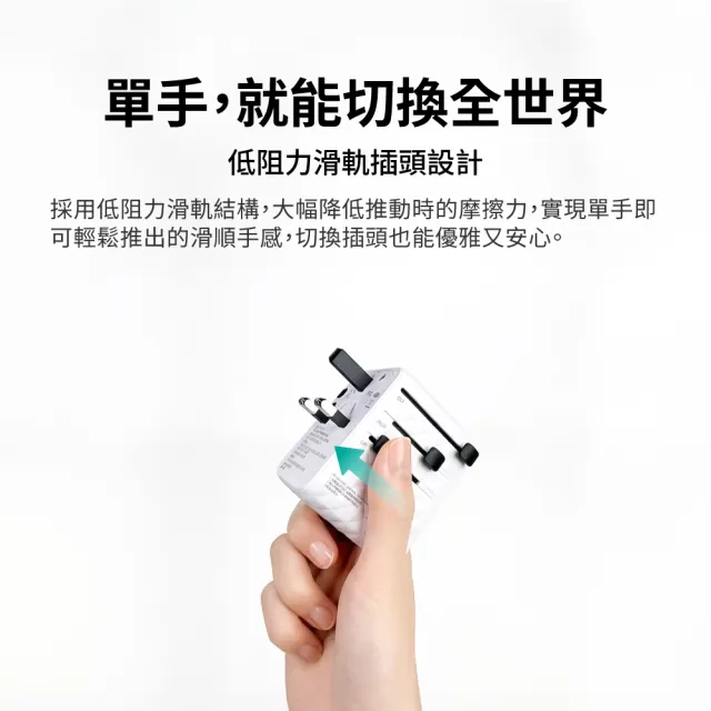 【PX 大通】-45W瓦 氮化鎵萬國充 萬國充電頭 萬國轉接頭 Type C USB 旅行轉接 澳洲韓國歐洲(WTA-4523W/B)