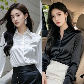 【巴黎精品】現貨+預購 襯衫絲質上衣緞面七分袖襯衫冰絲絲綢襯衫OL女裝天絲純色背心(POLO領多款a1be64 B)