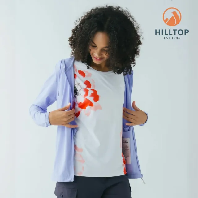 【Hilltop 山頂鳥】Polygiene抗菌吸濕快乾抗UV彈性冷黑外套 女款 薰衣草紫｜PS02XFG9ECJ0