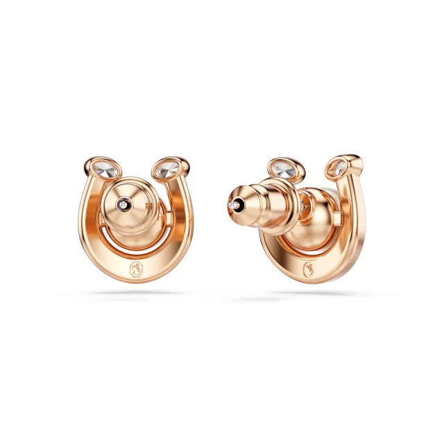 【SWAROVSKI 施華洛世奇】官方直營 Symbolica 耳釘水晶珍珠 密鑲 馬蹄鐵 白色 鍍玫瑰金色調 | 5736980