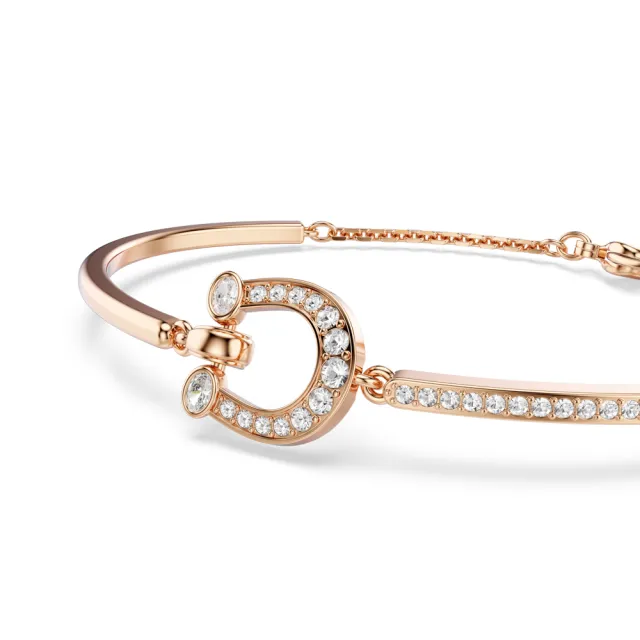 【SWAROVSKI 施華洛世奇】官方直營 Symbolica 手鐲密鑲 馬蹄鐵 鍍玫瑰金色調 | 5741461