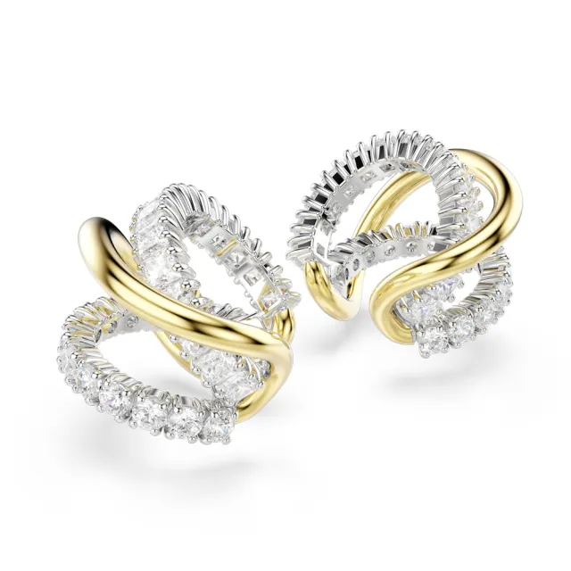 【SWAROVSKI 施華洛世奇】官方直營 Hyperbola 扣式耳環 混合式切割 白色  多種金屬潤飾 | 5742842