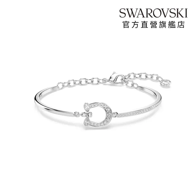 【SWAROVSKI 施華洛世奇】官方直營 Symbolica 馬蹄鐵手鏈 密鑲 白色 鍍白金色 | 5746220