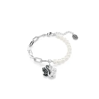 【SWAROVSKI 施華洛世奇】官方直營 Swan 手鏈 水晶珍珠 天鵝 黑色 | 5705720