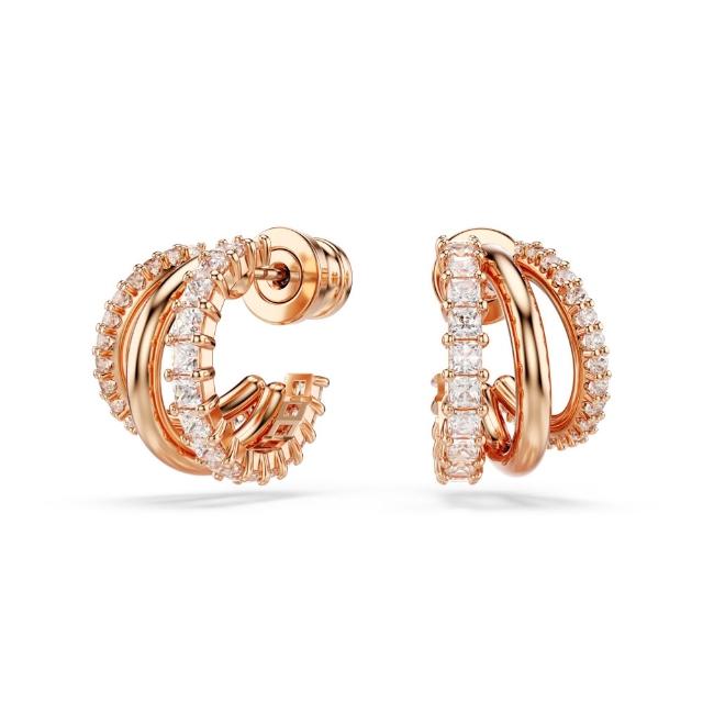 【SWAROVSKI 施華洛世奇】官方直營 Hyperbola 耳環 混合式切割  鍍玫瑰金色 | 5698702