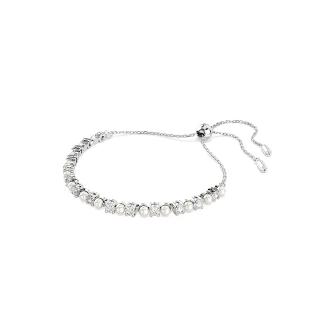 【SWAROVSKI 施華洛世奇】官方直營 Matrix Tennis 手鏈 水晶珍珠 圓形切割 (2色任選)