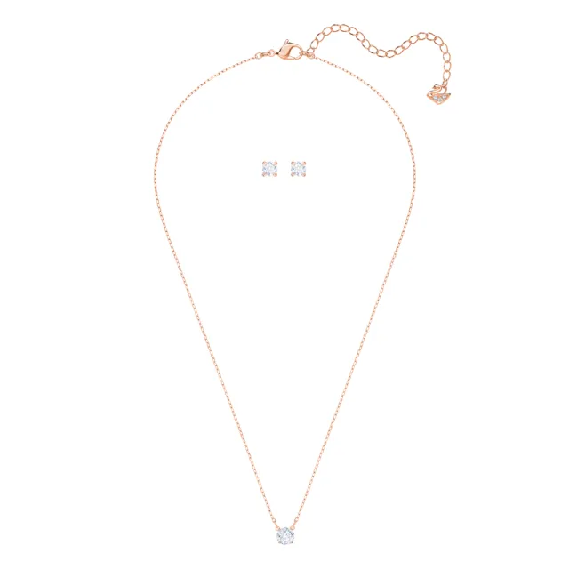 【SWAROVSKI 施華洛世奇】官方直營 Stilla Attract 套裝 白色 鍍玫瑰金色 | 5616233
