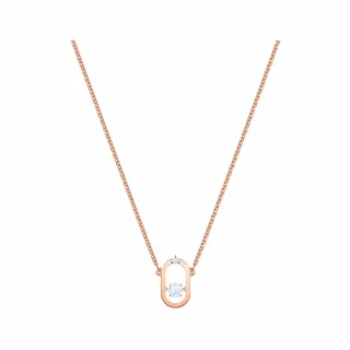 【SWAROVSKI 施華洛世奇】官方直營 Una 項鏈 圓形切割 鍍玫瑰金色調  | 5468084