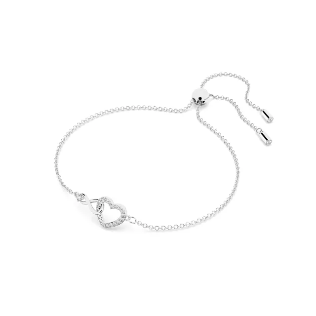 【SWAROVSKI 施華洛世奇】官方直營 Infinity 手鏈 無限符號和心形 鍍白金色  | 5524421