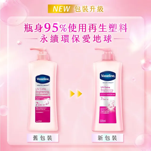 【Vaseline 凡士林】官方直營 新品上市!透亮系列潤膚露320ml(十效彈潤/涼感水潤/SPF30透亮防曬/