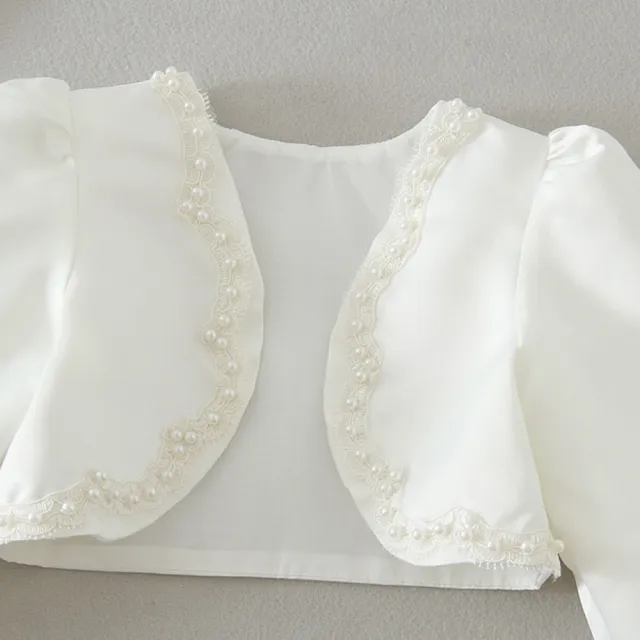 【橘魔法】珍珠蕾絲花邊禮服小外套 童裝 兒童 女童 花童 婚禮 全家福 攝影 喜酒 禮服 搭配