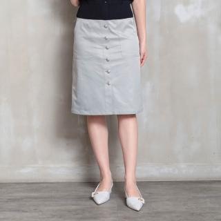 【perng yuh 芃諭名品】灰階刻度 排釦 直筒中裙(2026 SS Collection｜5A春夏新品上市)