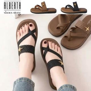 【Alberta】厚底2cm 復古套趾涼拖鞋 沙灘平底拖鞋 2色