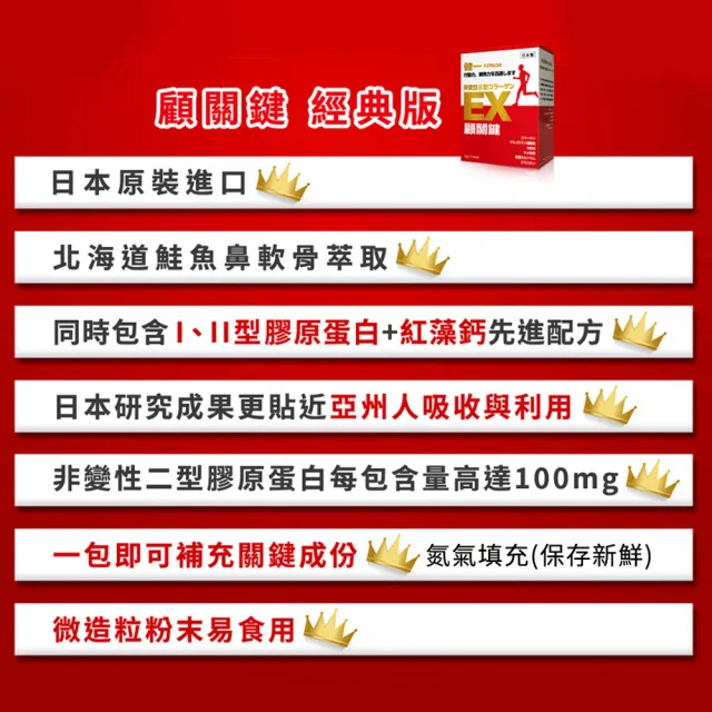 【KENICHI 健一】顧關鍵 日本原裝非變性二型膠原蛋白+葡萄糖胺_關鍵王 經典版x20盒 15包/盒(靈活/行動保健)