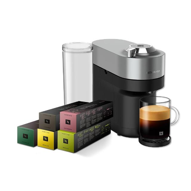 【Nespresso】Vertuo POP+膠囊咖啡機_極致鈦 送禮 入厝 全自動咖啡機(晨間美式50顆組)