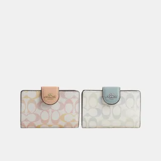 【COACH】蔻馳官方直營 經典 SIGNATURE 中號精美拉鍊皮夾 中夾-2色任選(CEC31)