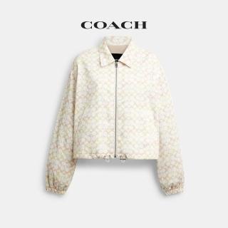 【COACH】蔻馳官方直營 聚酯纖維經典標誌戶外短夾克-粉彩(CDZ99)