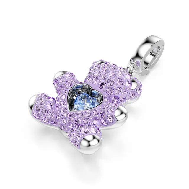 【SWAROVSKI 施華洛世奇】官方直營 Idyllia Charm 紫色泰迪熊 混合式切割 鍍白金色 | 5745610