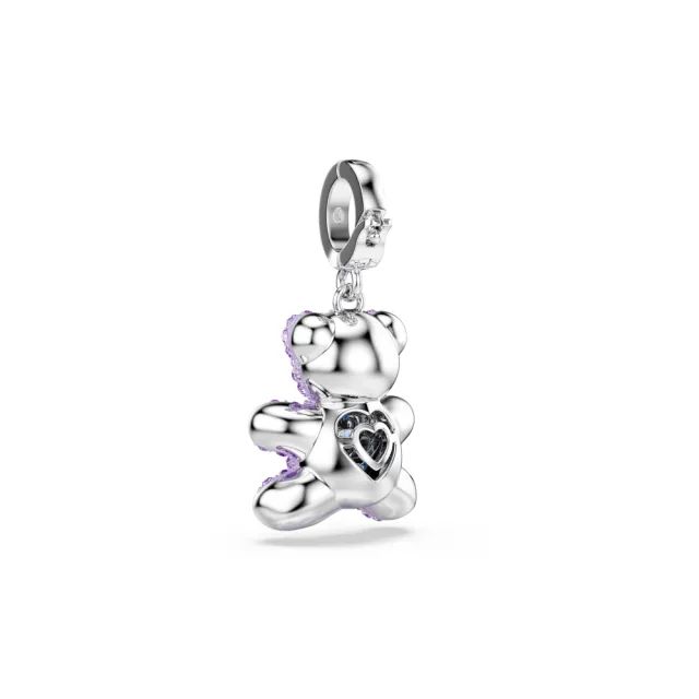 【SWAROVSKI 施華洛世奇】官方直營 Idyllia Charm 紫色泰迪熊 混合式切割 鍍白金色 | 5745610