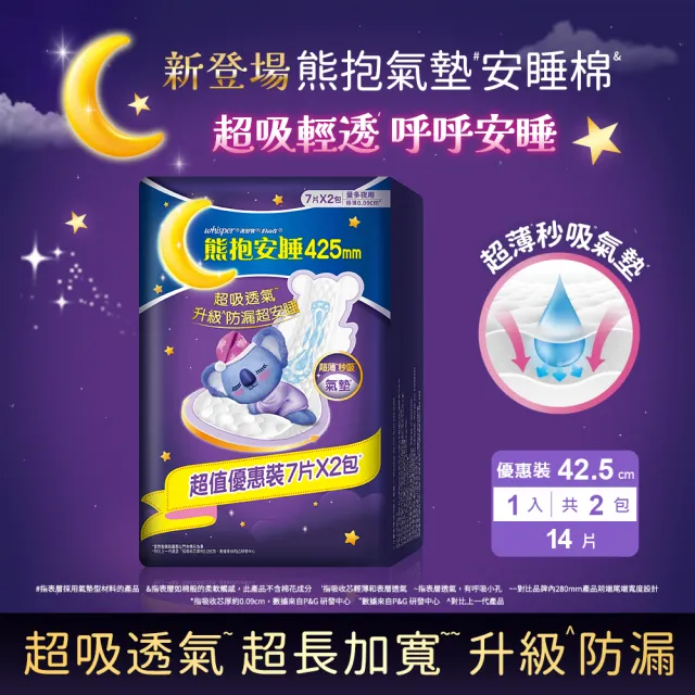 【好自在】熊抱安睡棉(36cm/42.5cm 14-20片)超吸防漏 夜用衛生棉/量多日夜用/超長衛生棉/衛生棉褲