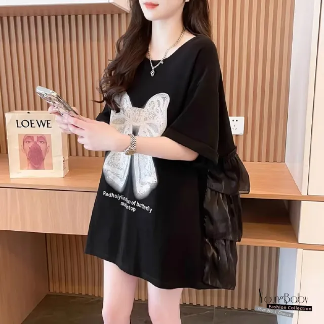 【YOUNGBABY】時尚美背漸層荷葉蝴蝶結棉T 中大尺碼女裝