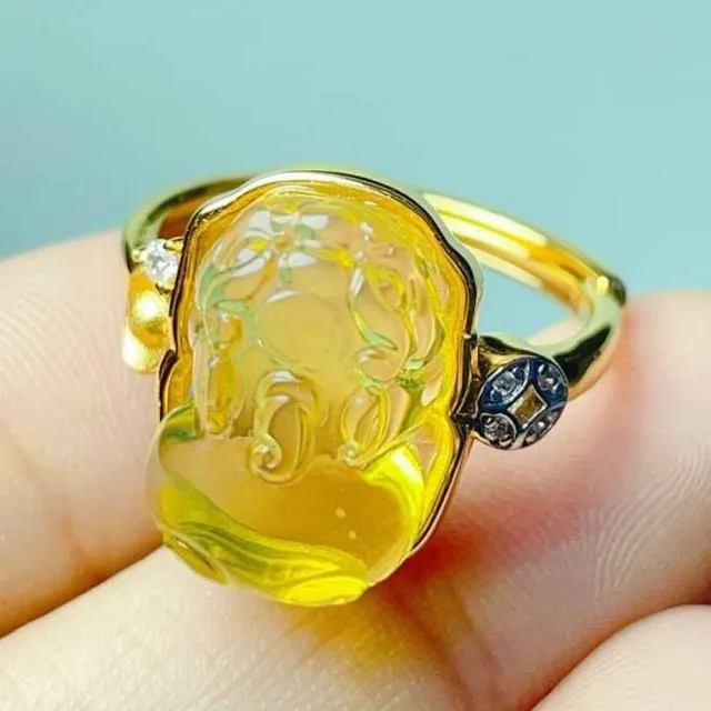 【勝弘珠寶】多明尼加藍珀祥瑞貔貅戒指