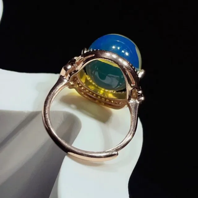 【勝弘珠寶】多明尼加藍珀時來運轉戒指-13mm