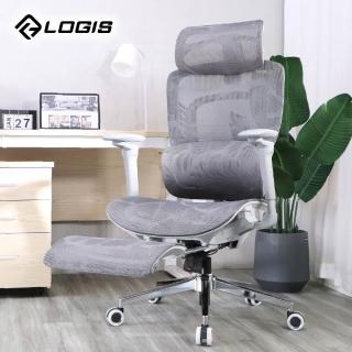 【LOGIS】人體工學電動按摩電腦椅(145°後仰躺椅 4D頭枕5D扶手 透氣網布 附伸縮腳踏 辦公椅)