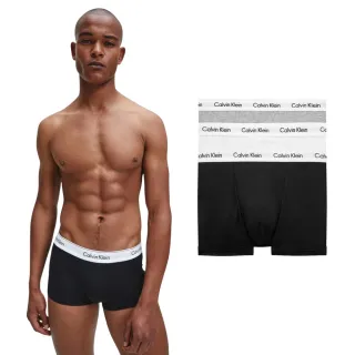 【CALVIN KLEIN】官方旗艦館 金珉奎同款 CK Cotton Stretch 低腰貼身短版四角褲 3件組_拼色