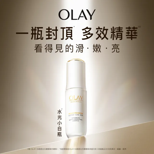 【OLAY 歐蕾】獨家★水光小白瓶買2送14金燦奢享組(美白精華30mlx2+6mlx8+化妝水50mlx2+美白面膜x4片)