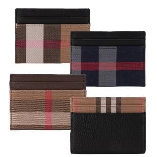 【BURBERRY 巴寶莉】格紋拼接皮革名片夾(多款任選)
