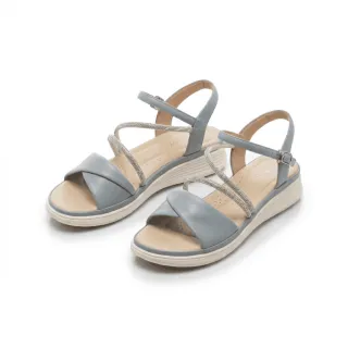 【FAIR LADY】芯太軟 扭結鑽條繞踝帶輕量厚底涼鞋(藍/2E3174 女鞋)