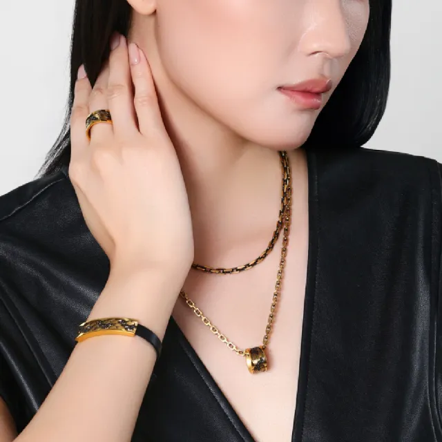 【點睛品】黑曜魅影 黃金黑鑽石戒指