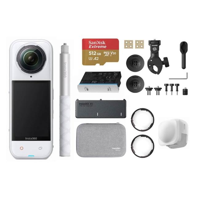 【Insta360】X5 8K全景運動相機 萬能套裝 皓月白 摩托車配件套餐組(原廠公司貨)
