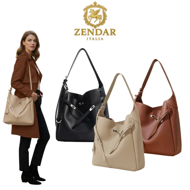 【ZENDAR】直播限定 限量1折 頂級小牛皮肩背包 汀娜系列 全新專櫃展示品