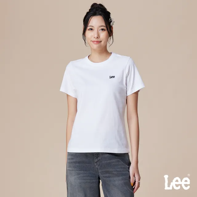 【Lee】女裝 短袖T恤 / 左胸 刺繡小LOGO  經典白 標準版型 / LB602033K14 LB602031735