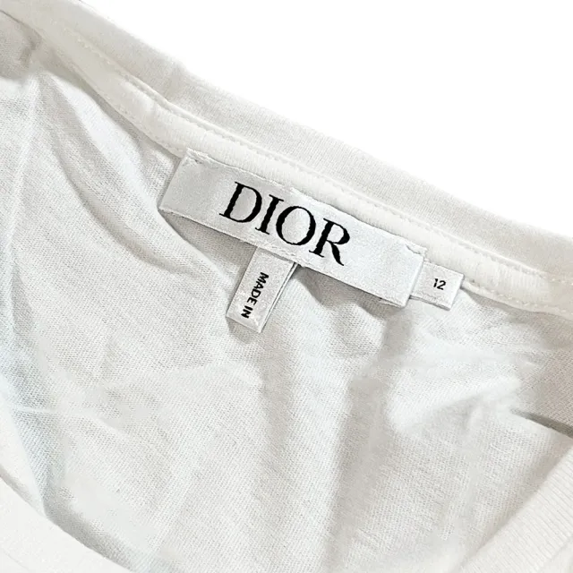 【Dior 迪奧】刺繡logo短袖T-shirt (白/字母暗粉刺繡裡面單寧色)