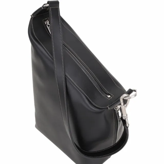 【TOD’S】TODS Meda 壓紋牛皮梯形廓型手提 肩斜背包-黑色(義大利手工皮革)