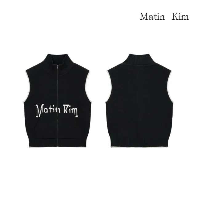 【MATIN KIM】官方旗艦 Matin Kim字母設計針織拉鍊背心(多款任選)
